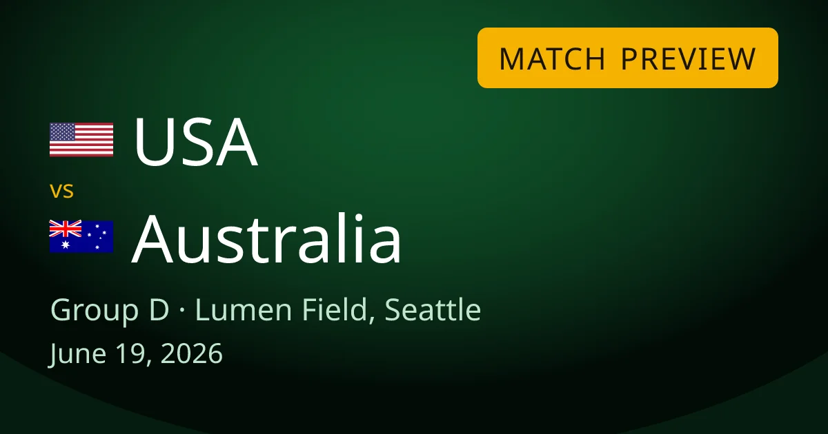 USA vs Australia Group D match preview card for World Cup Drops, set at Lumen Field in Seattle. The winner books a place in the round of 32 with a game to spare.