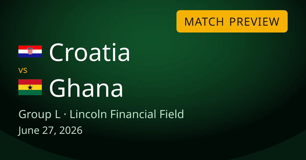 Croatia vs Ghana Group L decider preview card for World Cup Drops, at Lincoln Financial Field in Philadelphia. Croatia must win to go through, while a draw is enough for Ghana.