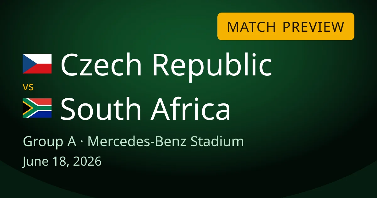Czechia vs South Africa Group A match preview card for World Cup Drops, set at Mercedes-Benz Stadium in Atlanta. A preview of a must-win game where the loser is almost out.