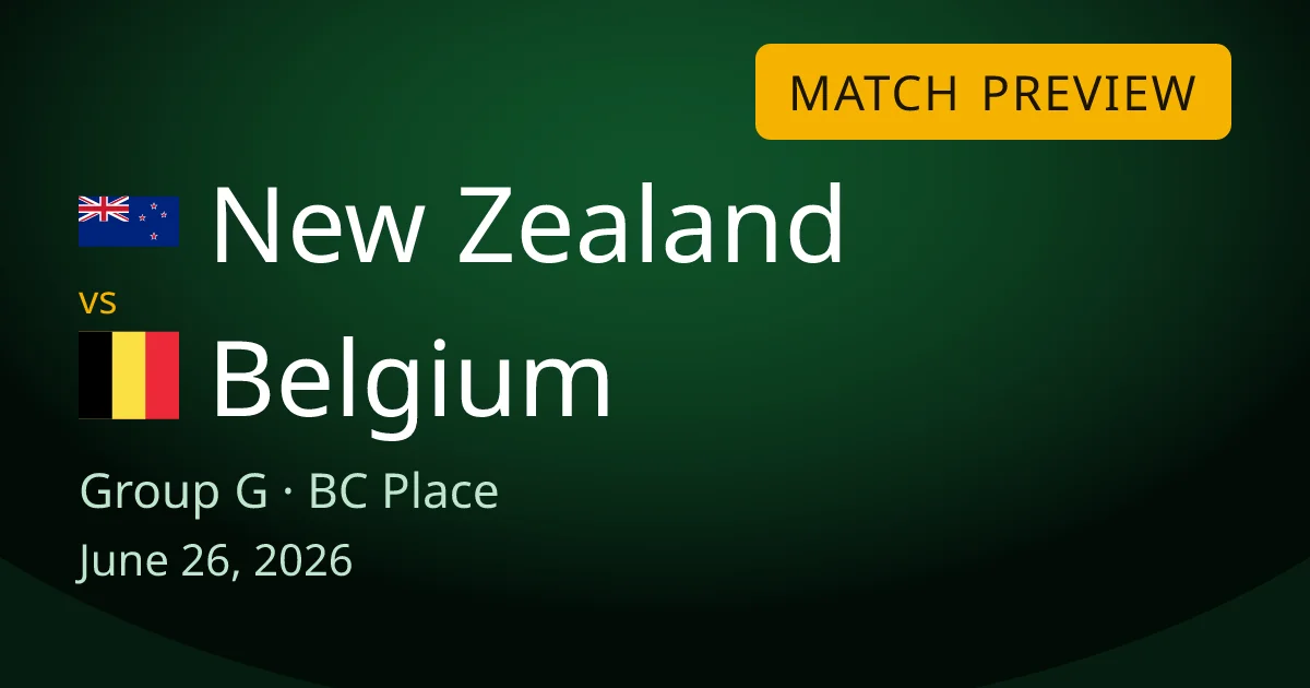 New Zealand vs Belgium Group G match preview card for World Cup Drops, at BC Place in Vancouver. Belgium need a win to go through, while New Zealand chase a first ever World Cup win.