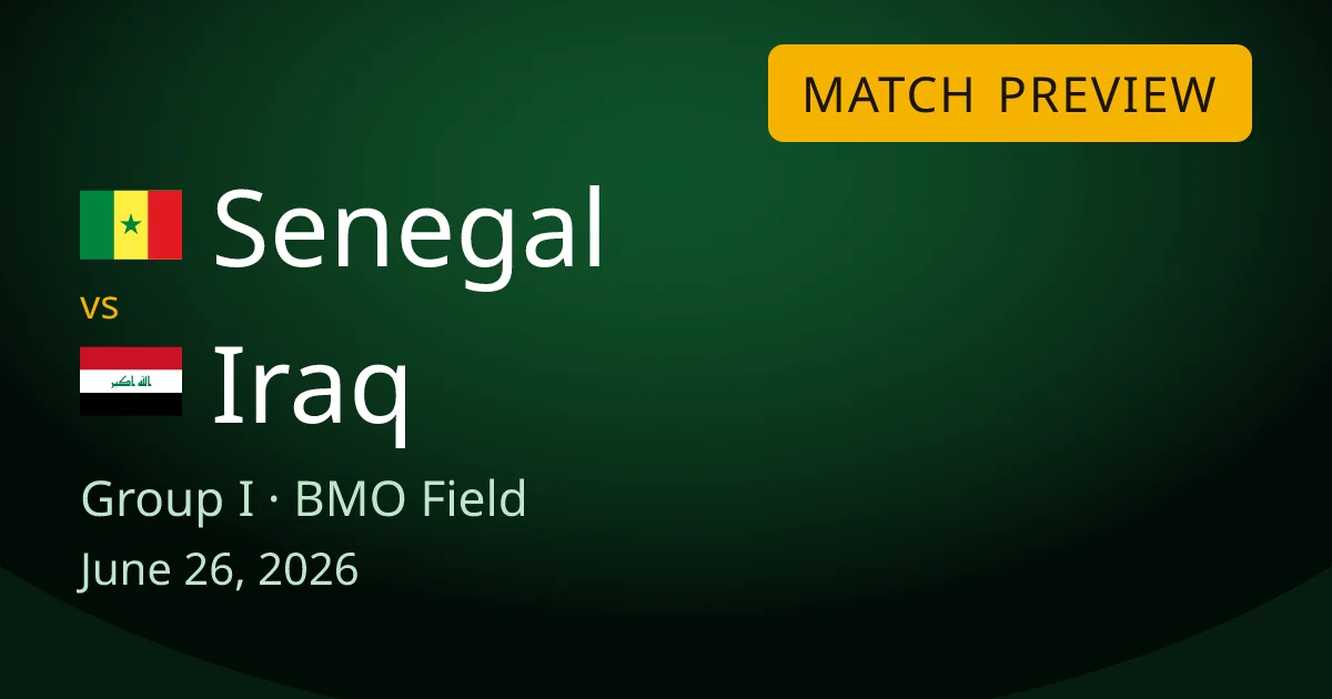 Senegal vs Iraq Group I match preview card for World Cup Drops, at BMO Field in Toronto. Both teams are already out of the World Cup and play for pride, with Senegal big favorites.