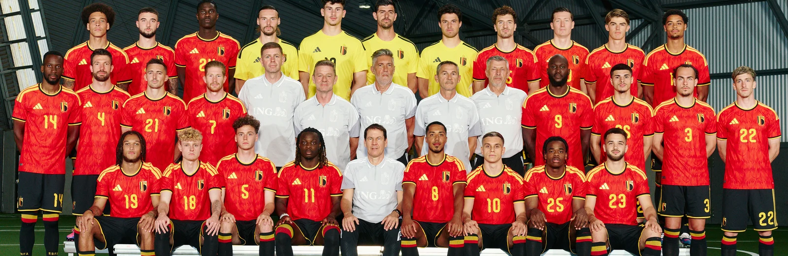 The Belgium national football team ahead of the 2026 World Cup. An official photo from the Belgium national team account.