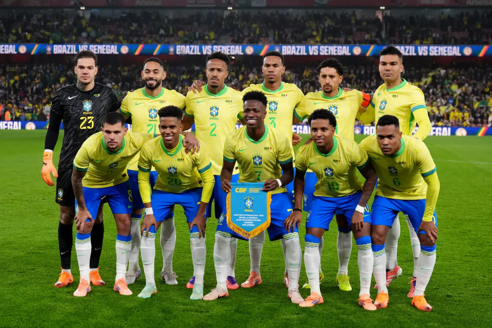 The Brazil national football team ahead of the 2026 World Cup. An official photo from Brazil's national team account.