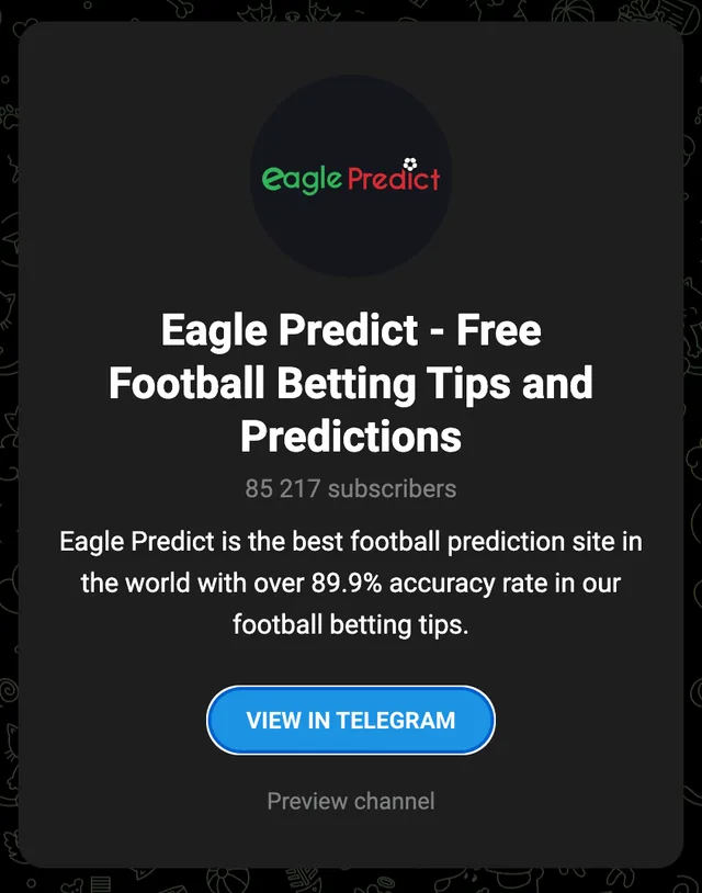 Eagle Predict, a free football betting tips channel on Telegram.