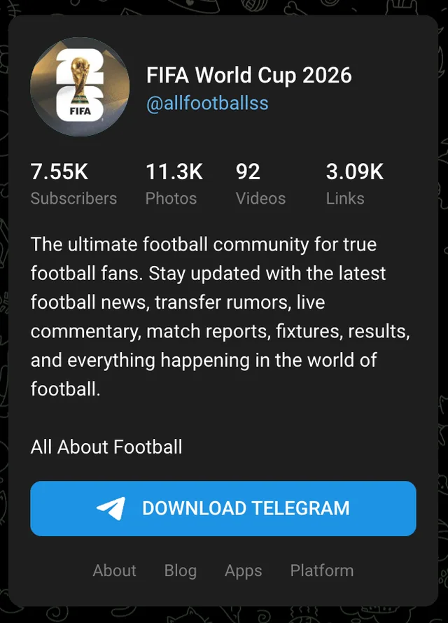 FIFA World Cup 2026, a World Cup news and community channel on Telegram.